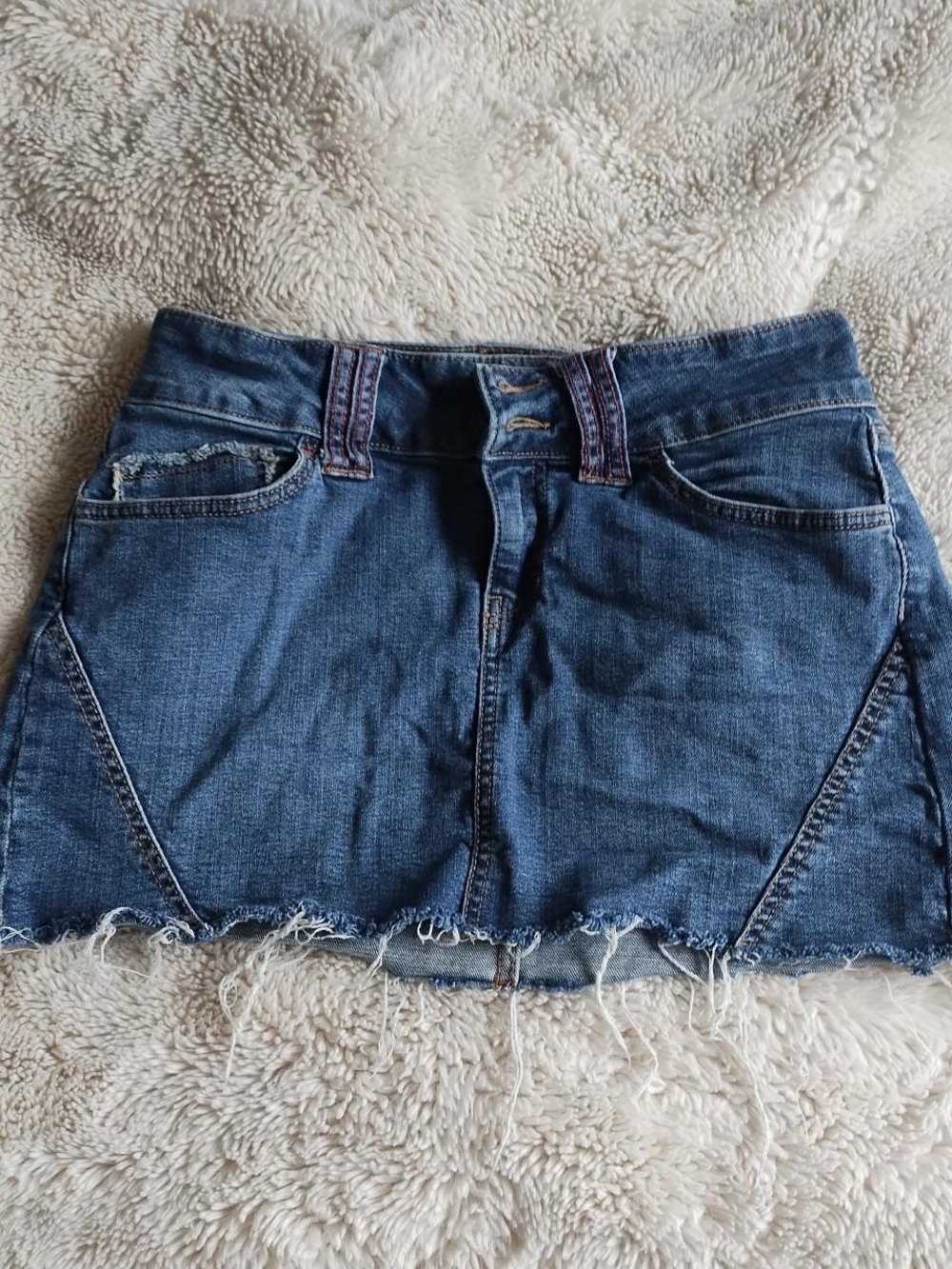 wild fable Dark Blue Denim Mini Skirt with Raw Hem